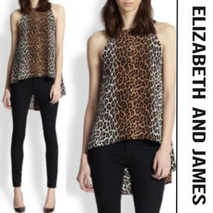Elizabeth and James Everly Leopard Hi-Low Sleeveless Top